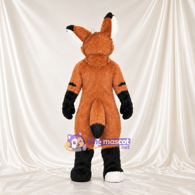 Maskottchenkostüm Fuchs – orange / schwarz Maskottchenkostüm Fuchs – orange / schwarz