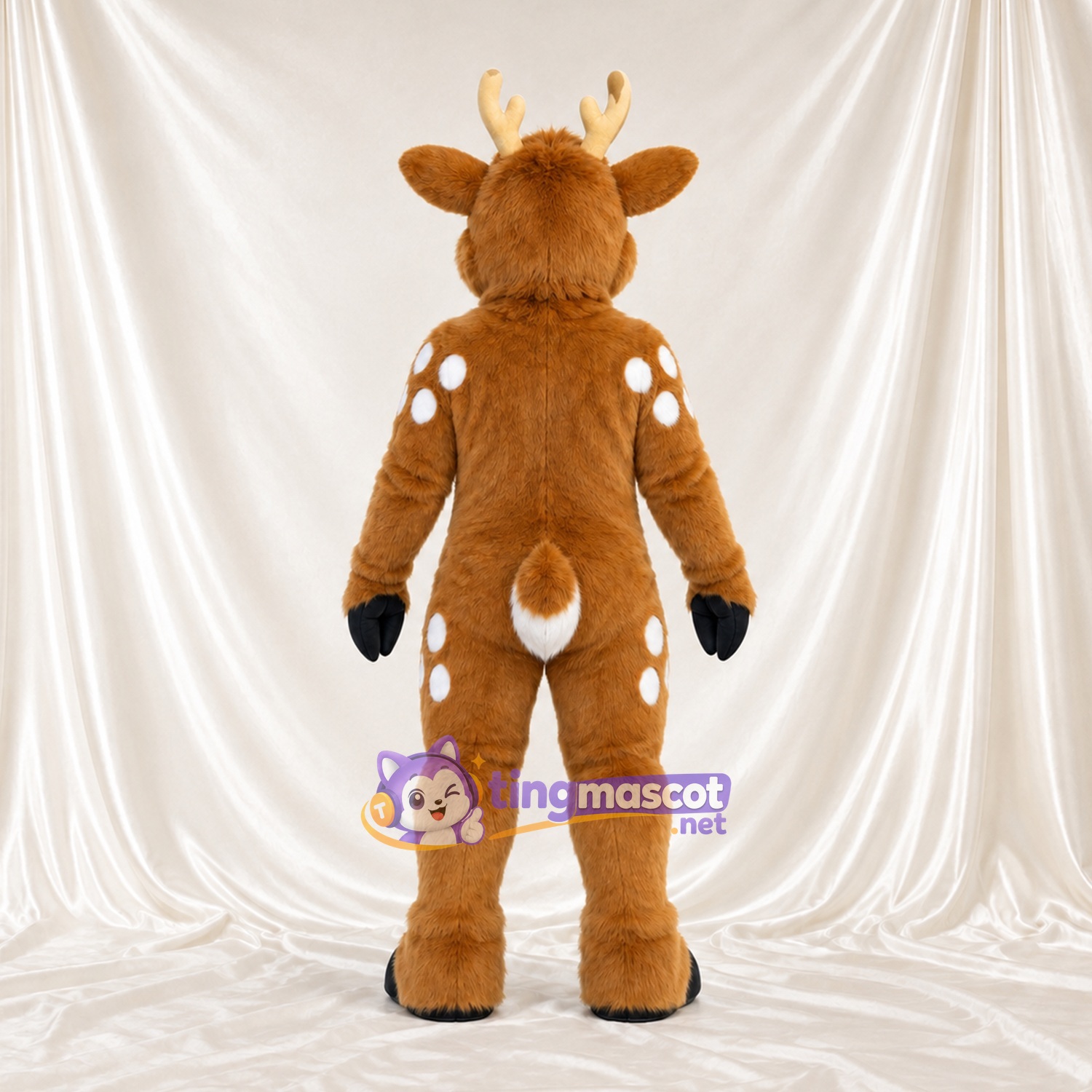 Costume de mascotte Cerf – marron – Nez (rose); Taches (blanc) Costume de mascotte Cerf – marron – Nez (rose); Taches (blanc)