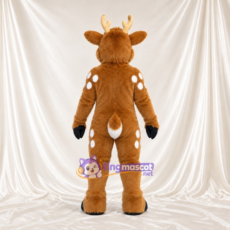 Costume de mascotte Cerf – marron – Nez (rose); Taches (blanc) Costume de mascotte Cerf – marron – Nez (rose); Taches (blanc)