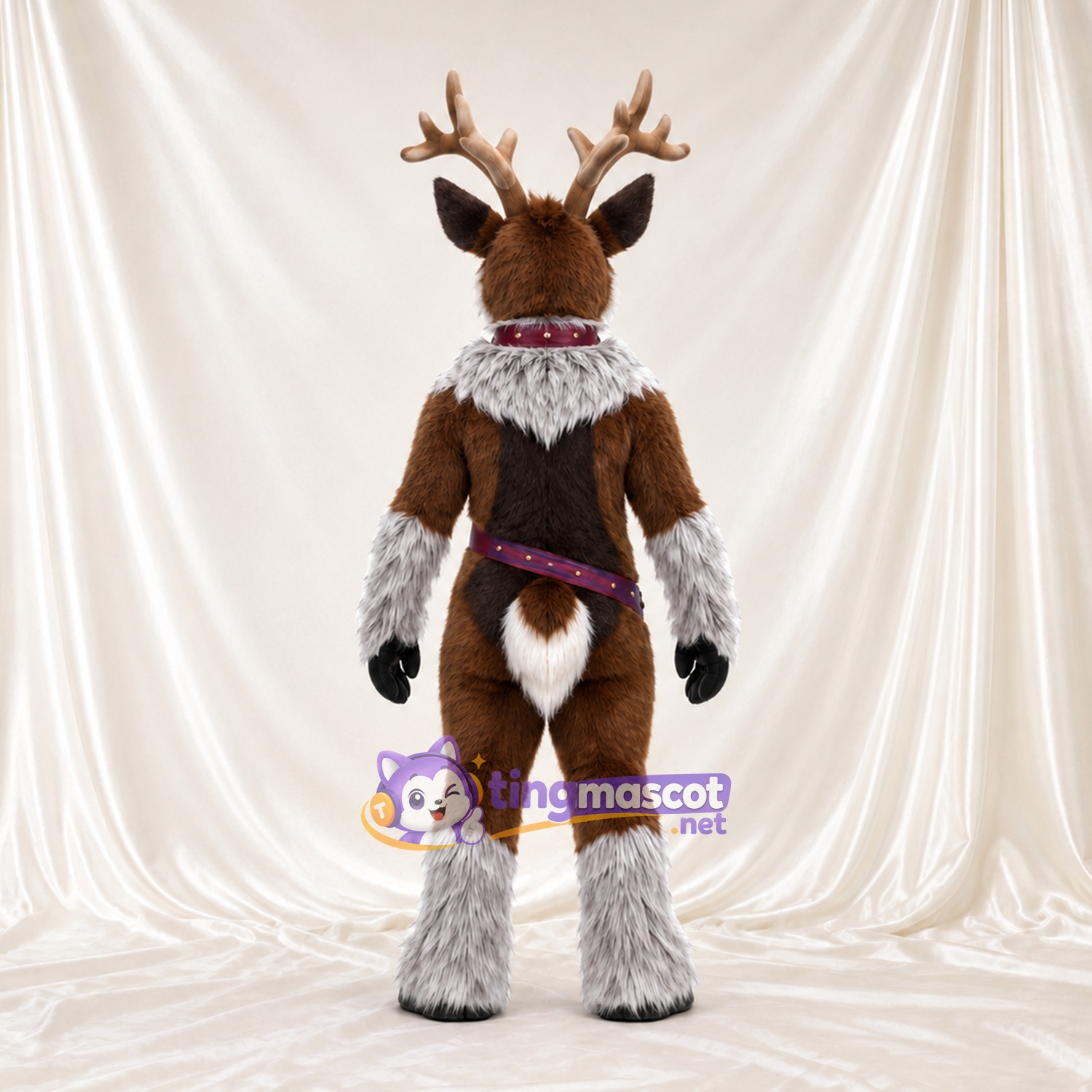 Costume de mascotte Cerf – marron – Harnais (violet)