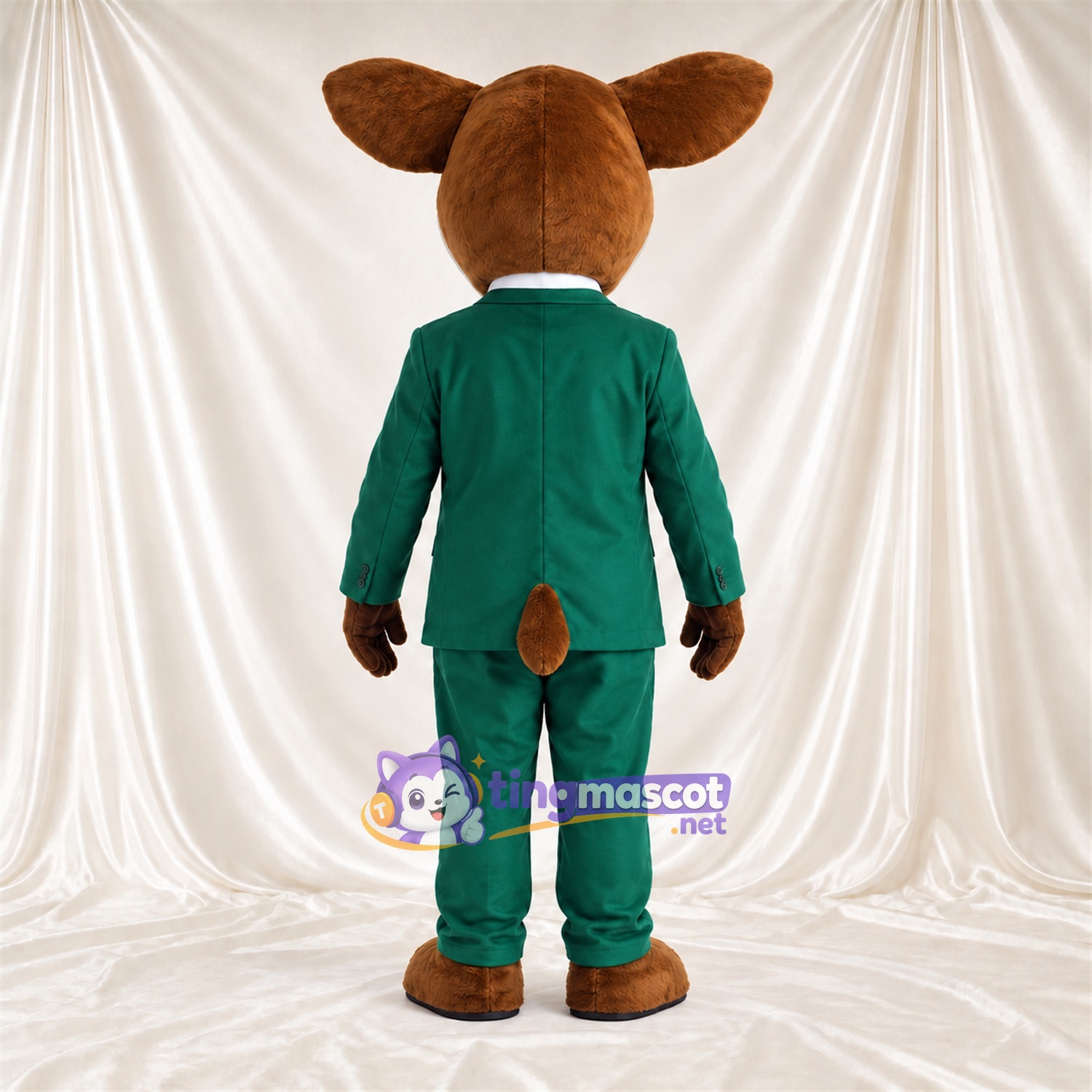 Maskottchenkostüm Hirsch – braun – Anzug (grün); Brille Maskottchenkostüm Hirsch – braun – Anzug (grün); Brille