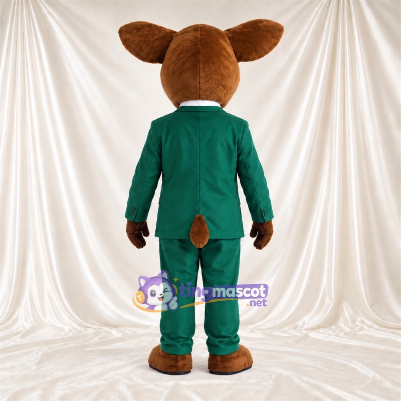 Maskottchenkostüm Hirsch – braun – Anzug (grün); Brille Maskottchenkostüm Hirsch – braun – Anzug (grün); Brille