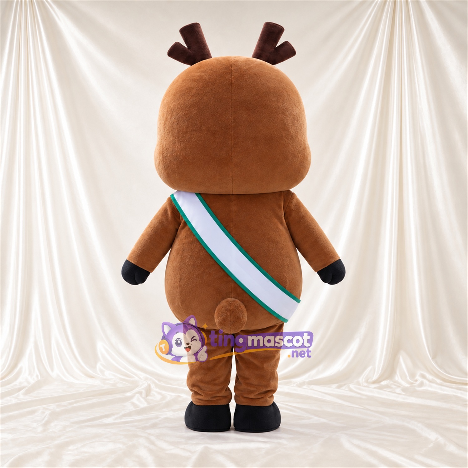 Costume de mascotte Renne – marron – Écharpe en bandoulière Costume de mascotte Renne – marron – Écharpe en bandoulière
