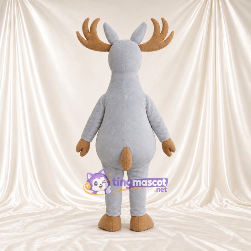 Costume de mascotte Élan – gris – Bois (brun clair); Sabots (brun clair) Costume de mascotte Élan – gris – Bois (brun clair); Sabots (brun clair)