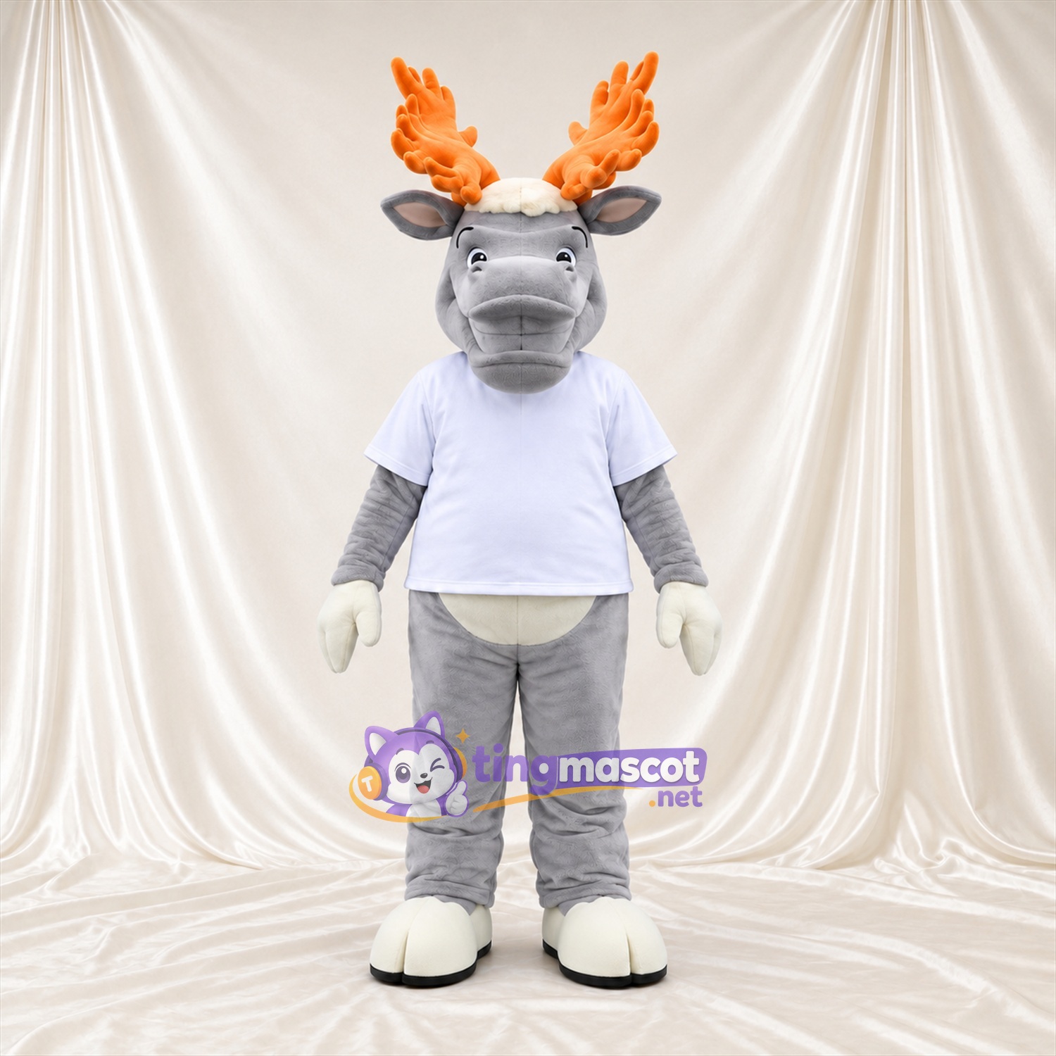 Maskottchenkostüm Elch – grau – T-Shirt (weiß) Maskottchenkostüm Elch – grau – T-Shirt (weiß)