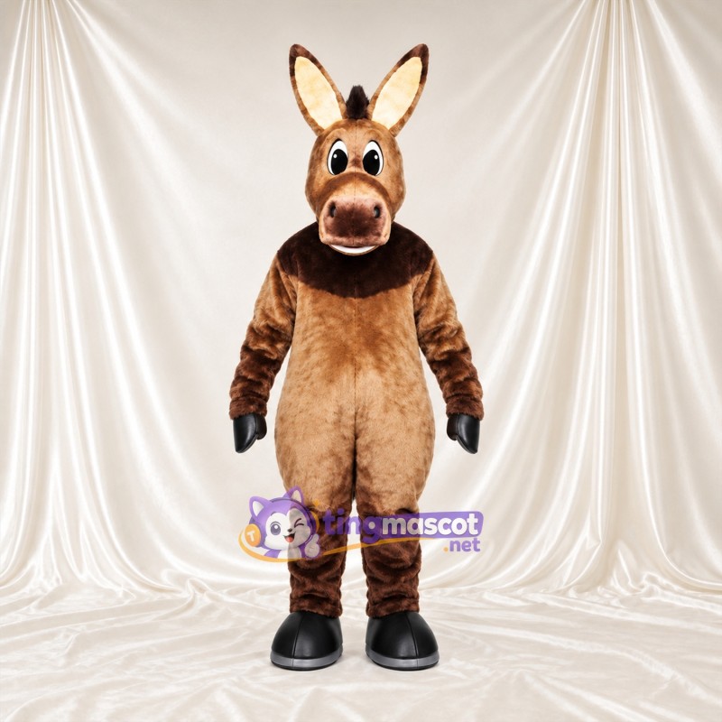 Costume de mascotte Âne – marron – Crinière (noir); Collerette (noir) Costume de mascotte Âne – marron – Crinière (noir); Collerette (noir)