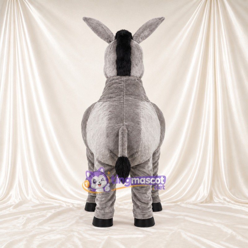 Costume de mascotte Âne – gris – Ventre rond; Crinière (noir) Costume de mascotte Âne – gris – Ventre rond; Crinière (noir)