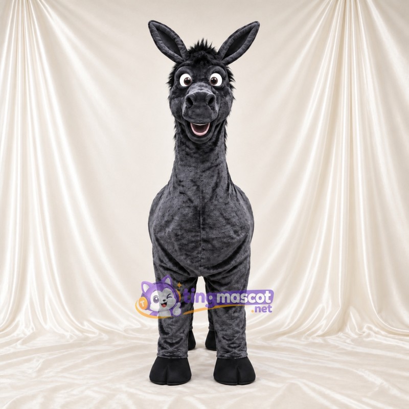 Costume de mascotte Âne – gris – Crinière (noir); Museau allongé Costume de mascotte Âne – gris – Crinière (noir); Museau allongé
