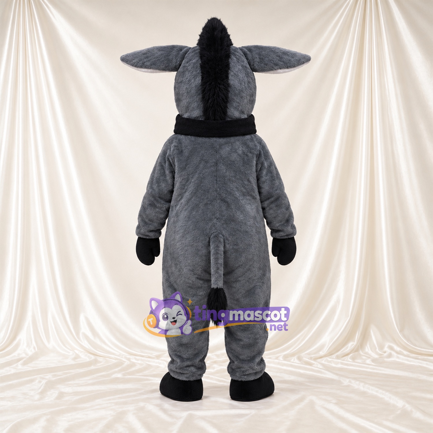 Costume de mascotte Âne – gris – Écharpe (noir) Costume de mascotte Âne – gris – Écharpe (noir)