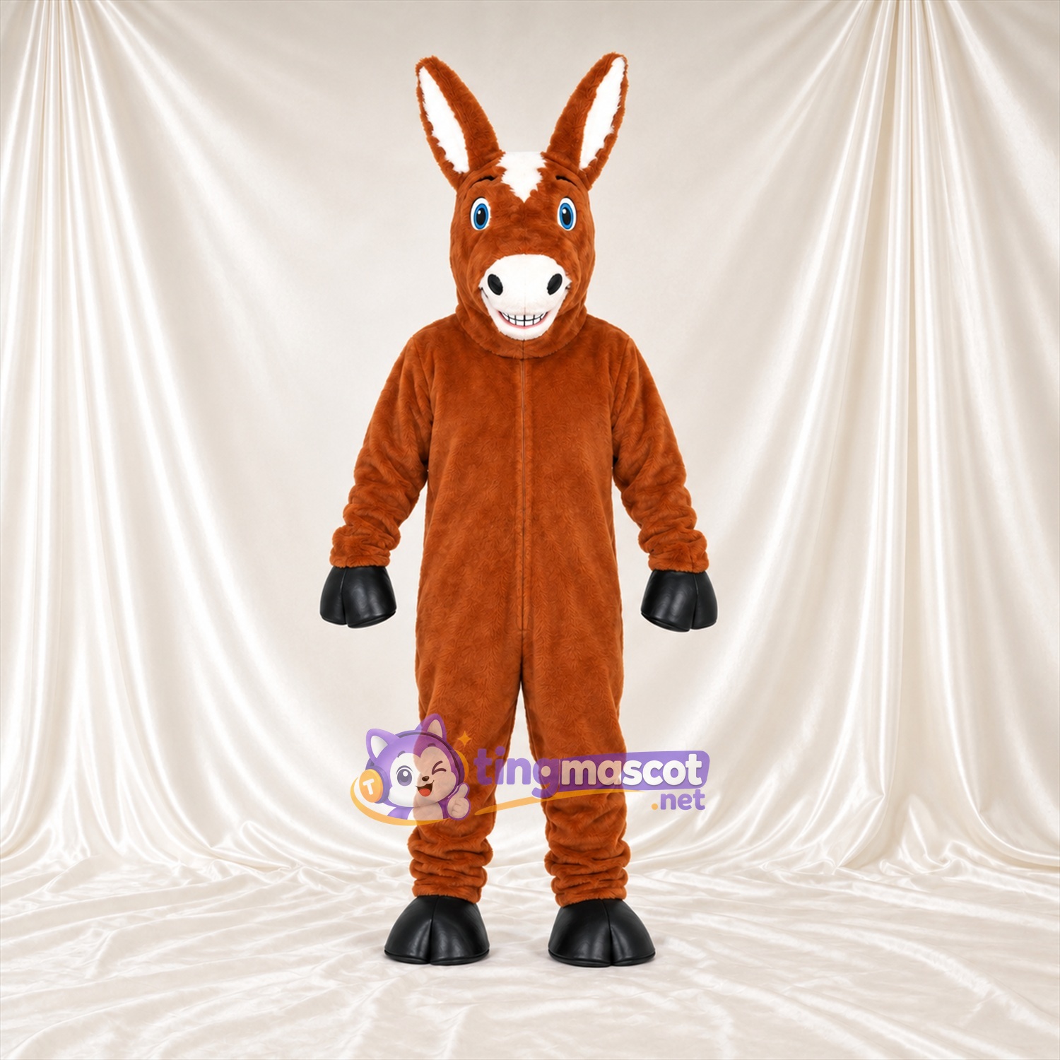 Costume de mascotte Âne – orange – Museau (blanc); Yeux (bleu) Costume de mascotte Âne – orange – Museau (blanc); Yeux (bleu)