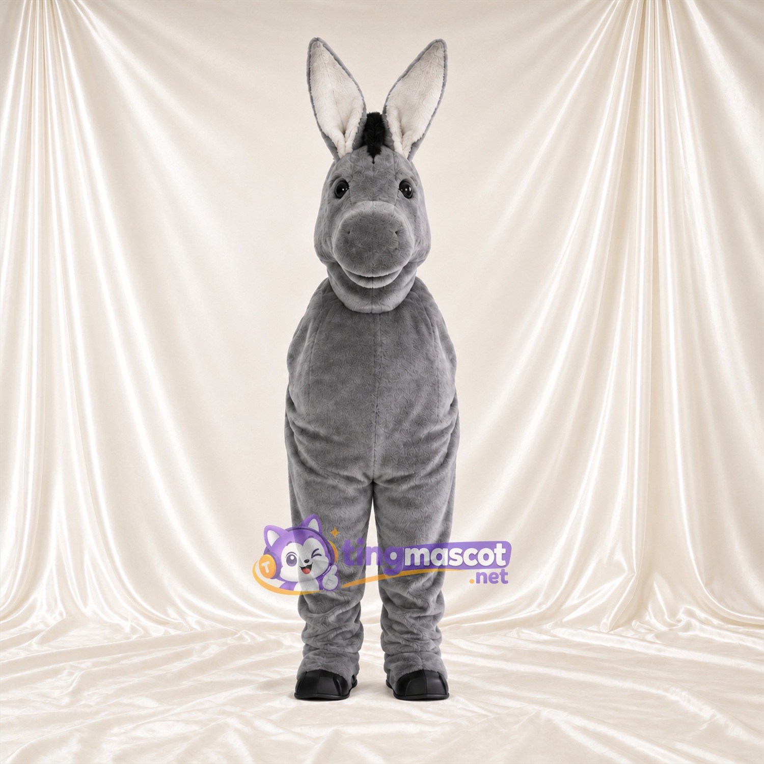 Costume de mascotte Âne – gris – Crinière (noir) Costume de mascotte Âne – gris – Crinière (noir)