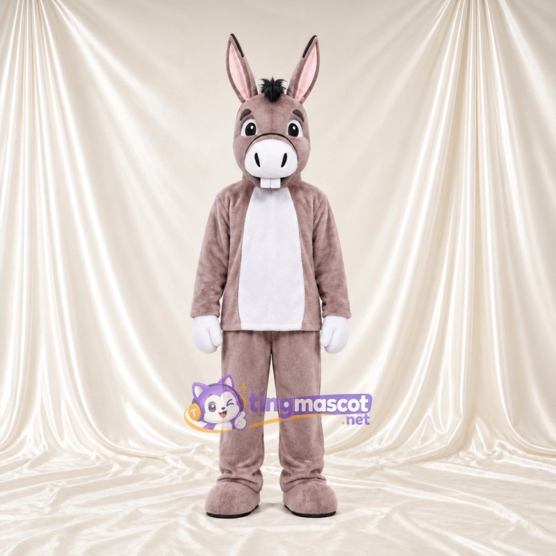 Costume de mascotte Âne – gris – Chemise (blanc) Costume de mascotte Âne – gris – Chemise (blanc)