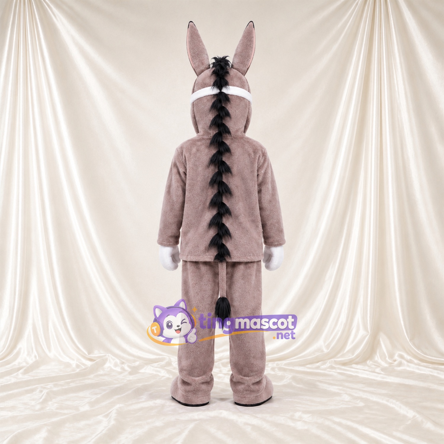 Costume de mascotte Âne – gris – Chemise (blanc) Costume de mascotte Âne – gris – Chemise (blanc)