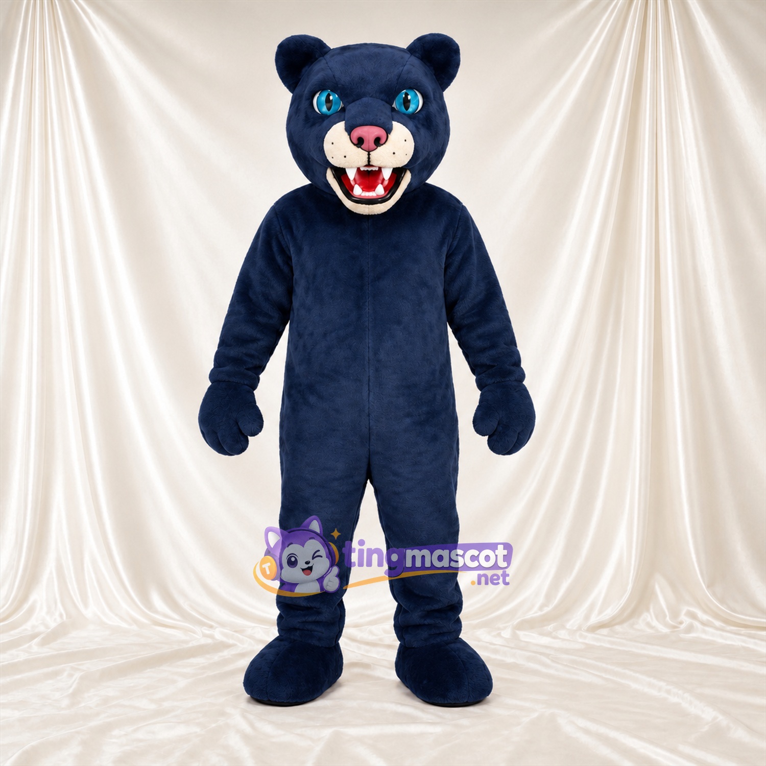 Costume de mascotte Panthère – bleu – Nez (rose); Crocs pointus Costume de mascotte Panthère – bleu – Nez (rose); Crocs pointus