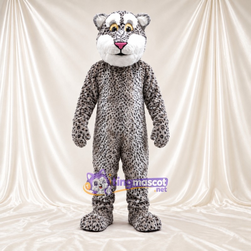 Costume de mascotte Léopard – gris – Ventre (blanc); Queue rayée (blanc) Costume de mascotte Léopard – gris – Ventre (blanc); Queue rayée (blanc)