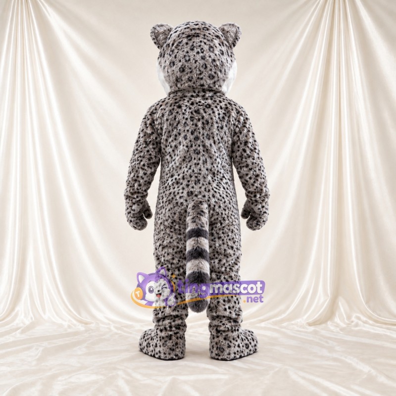 Costume de mascotte Léopard – gris – Ventre (blanc); Queue rayée (blanc) Costume de mascotte Léopard – gris – Ventre (blanc); Queue rayée (blanc)