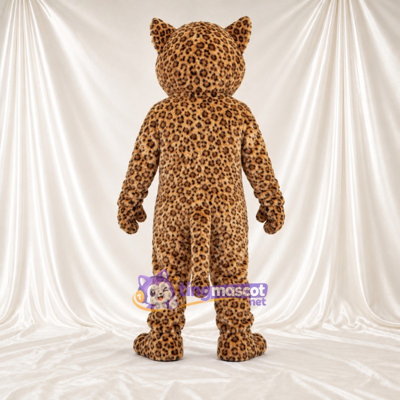 Costume de mascotte Léopard – brun clair – Langue (rose); Taches en rosettes Costume de mascotte Léopard – brun clair – Langue (rose); Taches en rosettes
