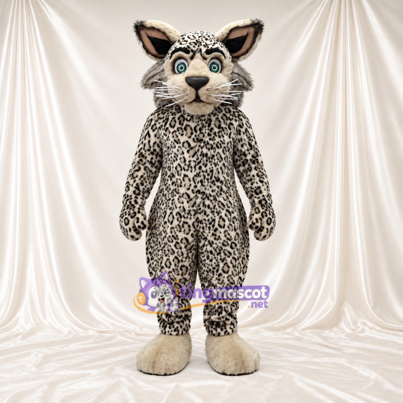 Costume de mascotte Léopard – gris – Longues oreilles; Pieds (crème) Costume de mascotte Léopard – gris – Longues oreilles; Pieds (crème)