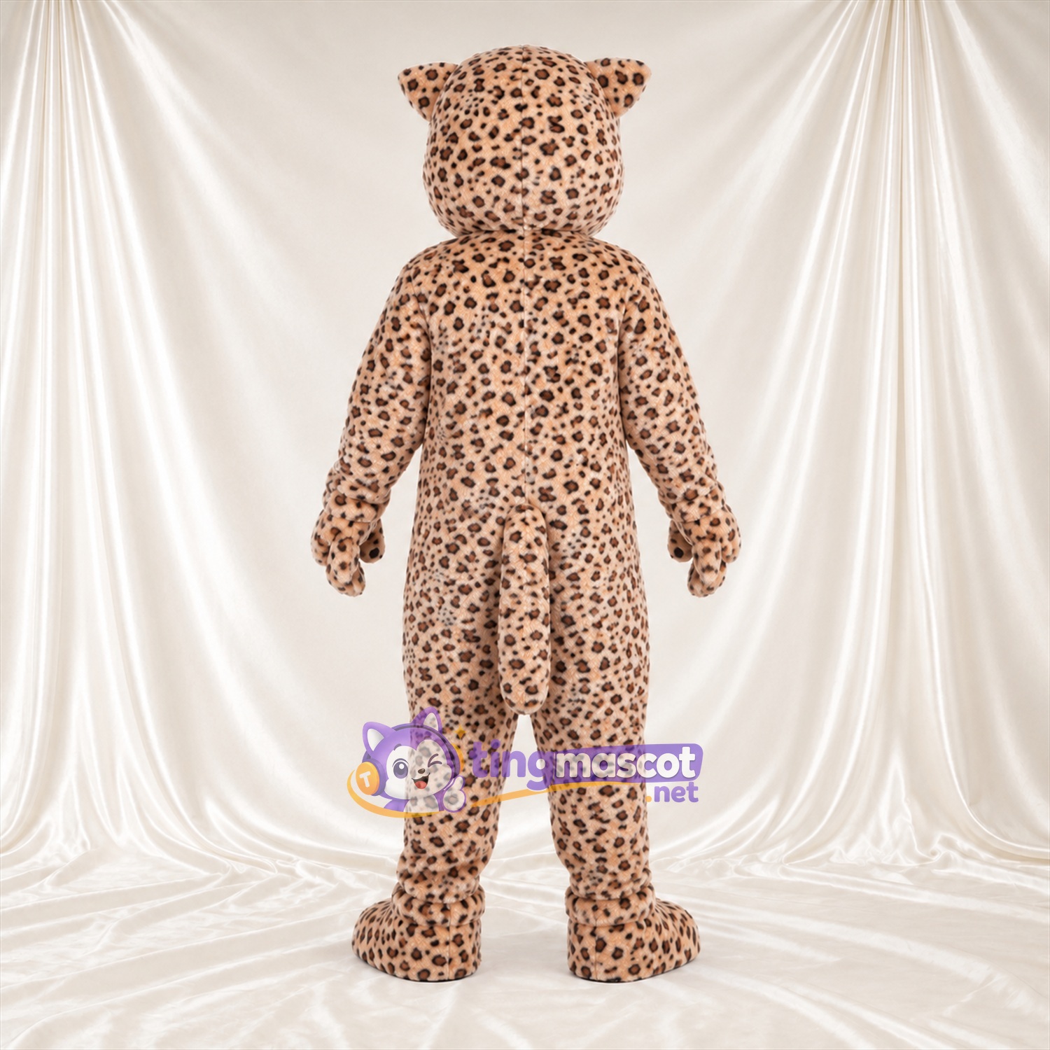 Costume de mascotte Léopard – brun clair – Yeux (vert); Nez (rouge)