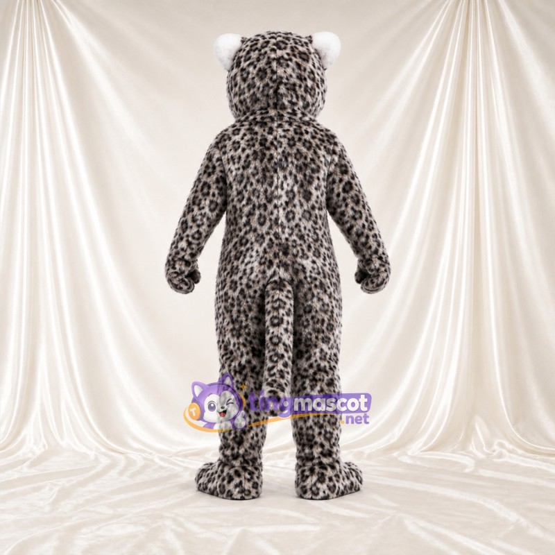 Costume de mascotte Léopard – gris – Bouche ouverte; Taches en rosettes Costume de mascotte Léopard – gris – Bouche ouverte; Taches en rosettes