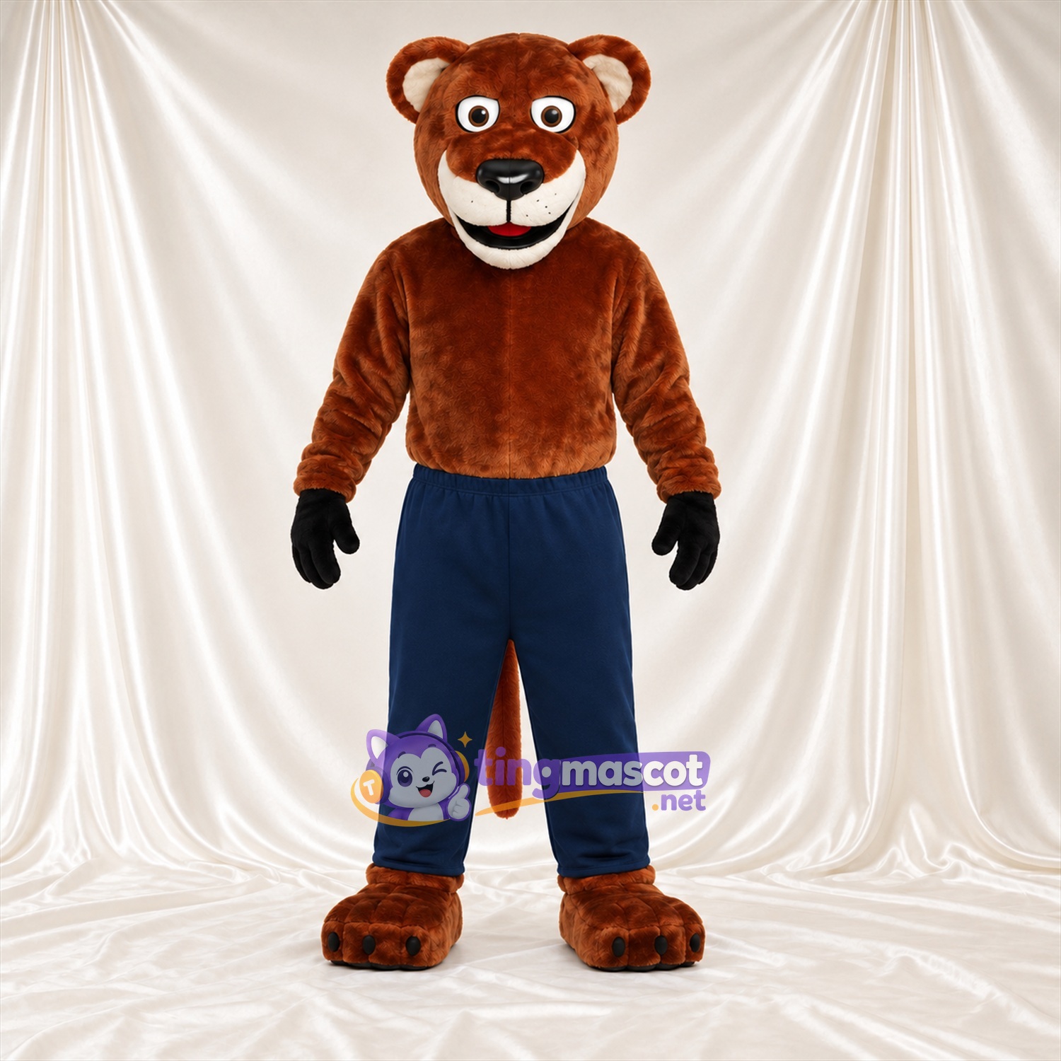 Brown Cougar Mascot Costume - Blue Pants Brown Cougar Mascot Costume - Blue Pants