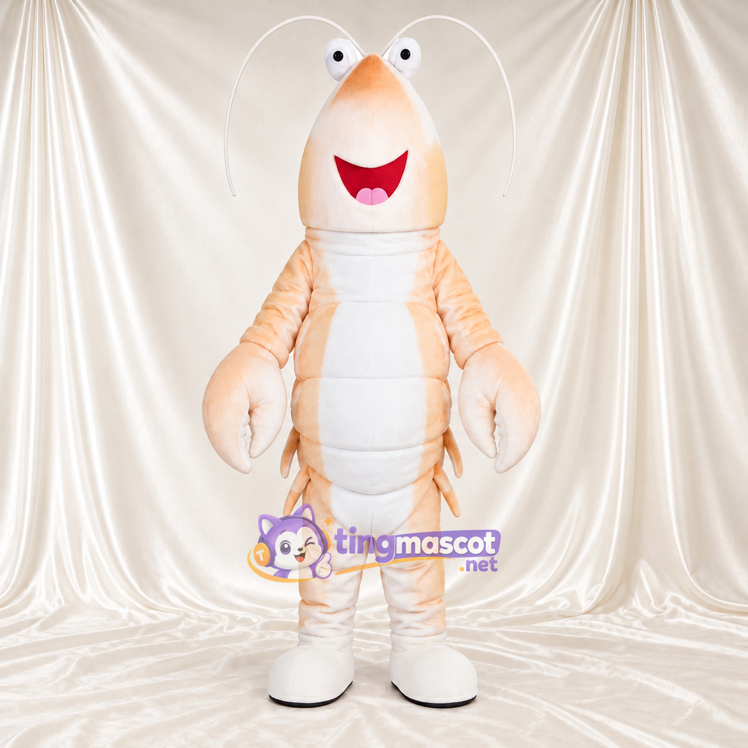 Costume de mascotte Homard – crème – Ventre (blanc); Antennes (blanc) Costume de mascotte Homard – crème – Ventre (blanc); Antennes (blanc)