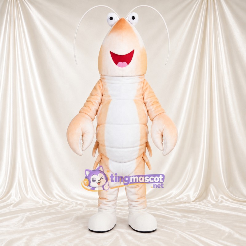 Costume de mascotte Homard – crème – Ventre (blanc); Antennes (blanc) Costume de mascotte Homard – crème – Ventre (blanc); Antennes (blanc)