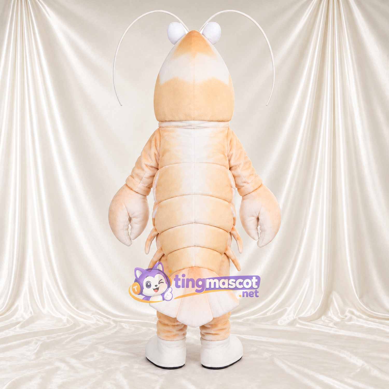Costume de mascotte Homard – crème – Ventre (blanc); Antennes (blanc) Costume de mascotte Homard – crème – Ventre (blanc); Antennes (blanc)