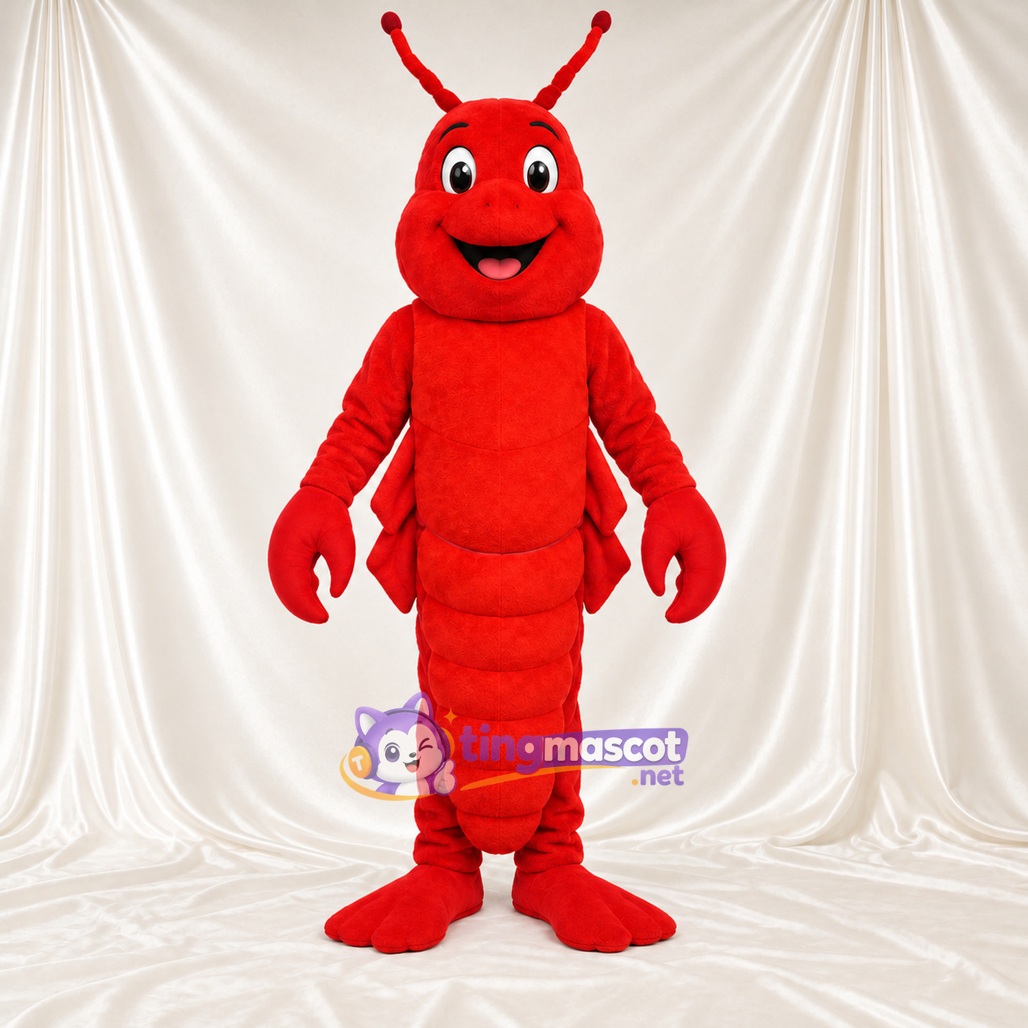 Costume de mascotte Homard – rouge – Longue queue; Visage souriant Costume de mascotte Homard – rouge – Longue queue; Visage souriant
