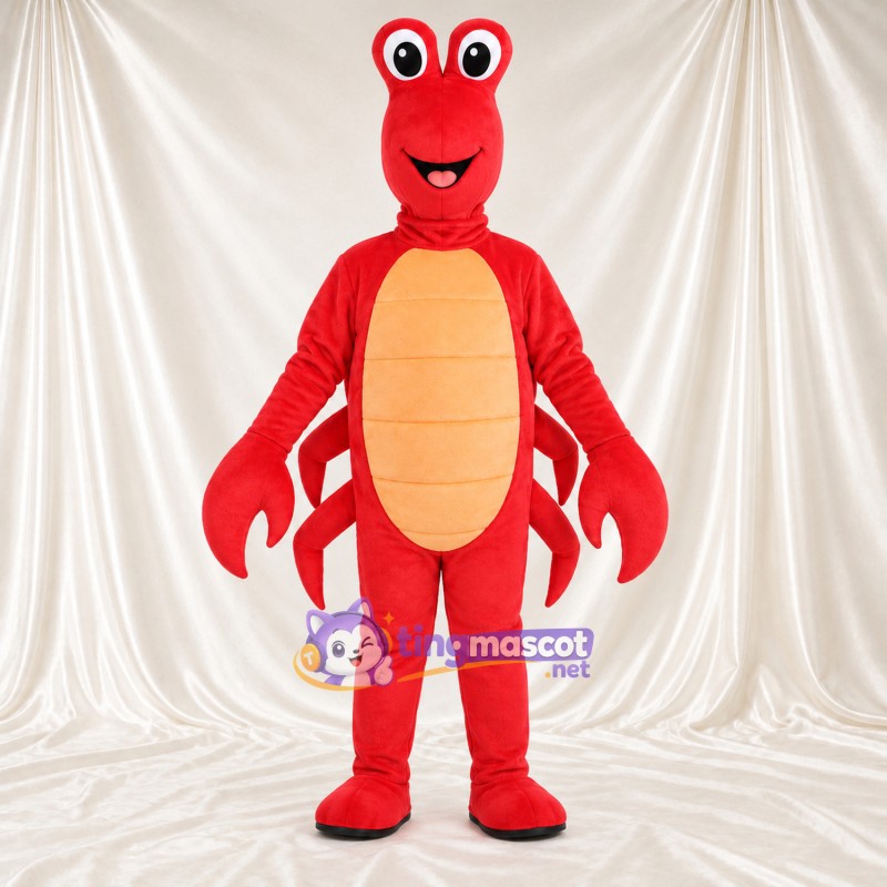 Costume de mascotte Crabe – rouge – Ventre (brun clair) Costume de mascotte Crabe – rouge – Ventre (brun clair)