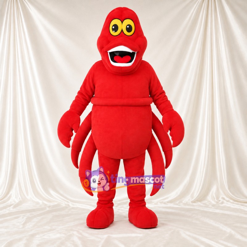 Maskottchenkostüm Hummer – rot – Augen (gelb); Breites Zahngrinsen Maskottchenkostüm Hummer – rot – Augen (gelb); Breites Zahngrinsen