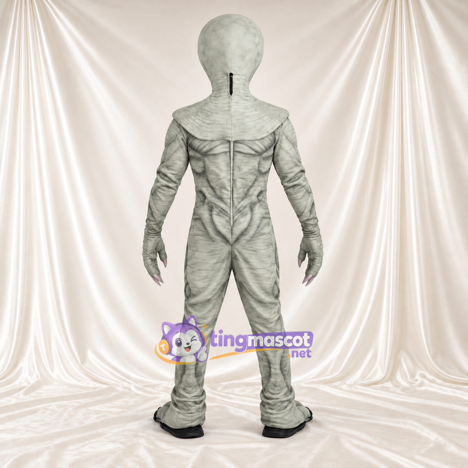 Maskottchenkostüm Außerirdischer – grau – Augen (schwarz) Maskottchenkostüm Außerirdischer – grau – Augen (schwarz)