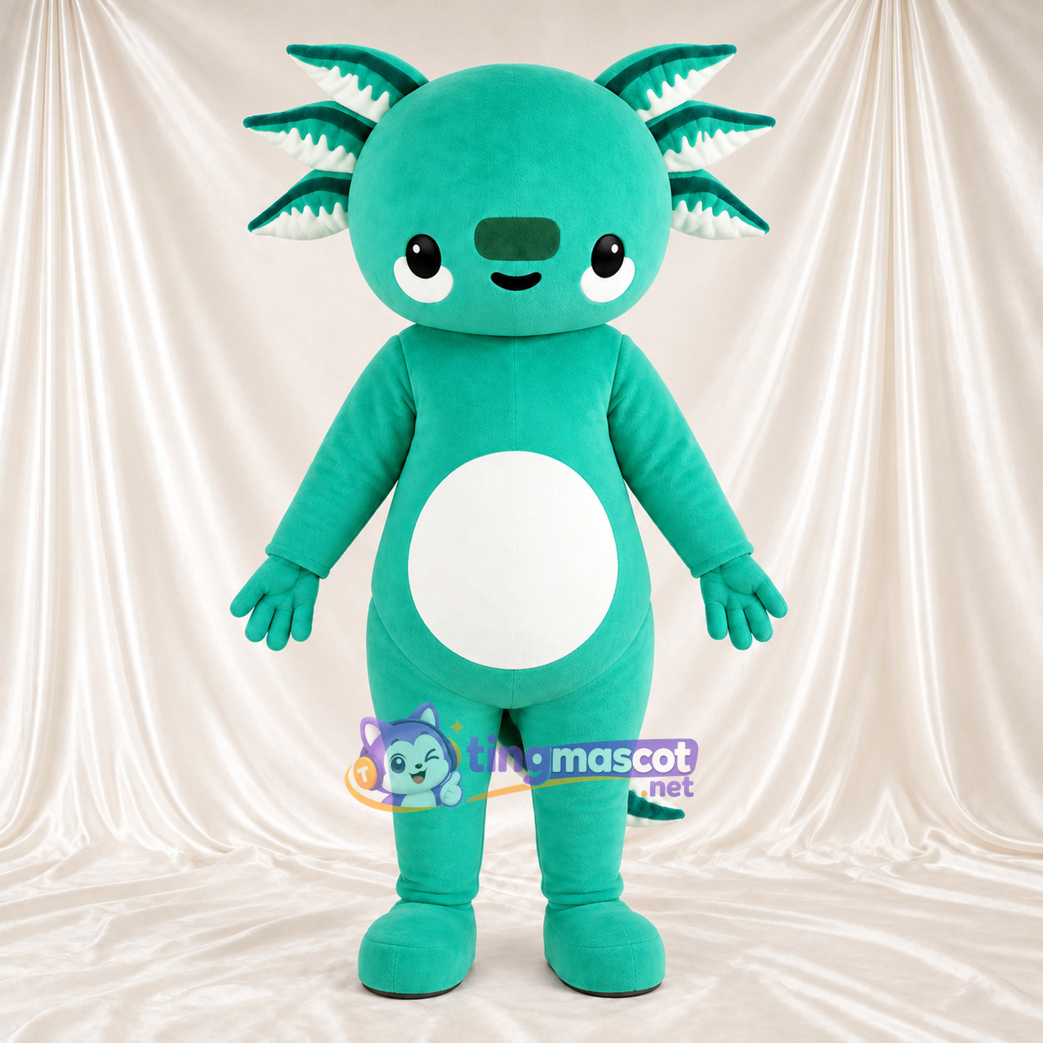 Teal Axolotl Mascot Costume - White Belly Teal Axolotl Mascot Costume - White Belly