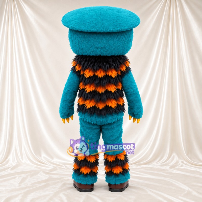 Costume de mascotte Monstre – bleu canard – Rayures (orange / noir) Costume de mascotte Monstre – bleu canard – Rayures (orange / noir)