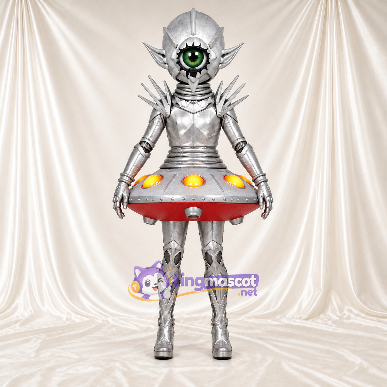 Maskottchenkostüm Außerirdischer – silberfarben – Outfit Maskottchenkostüm Außerirdischer – silberfarben – Outfit