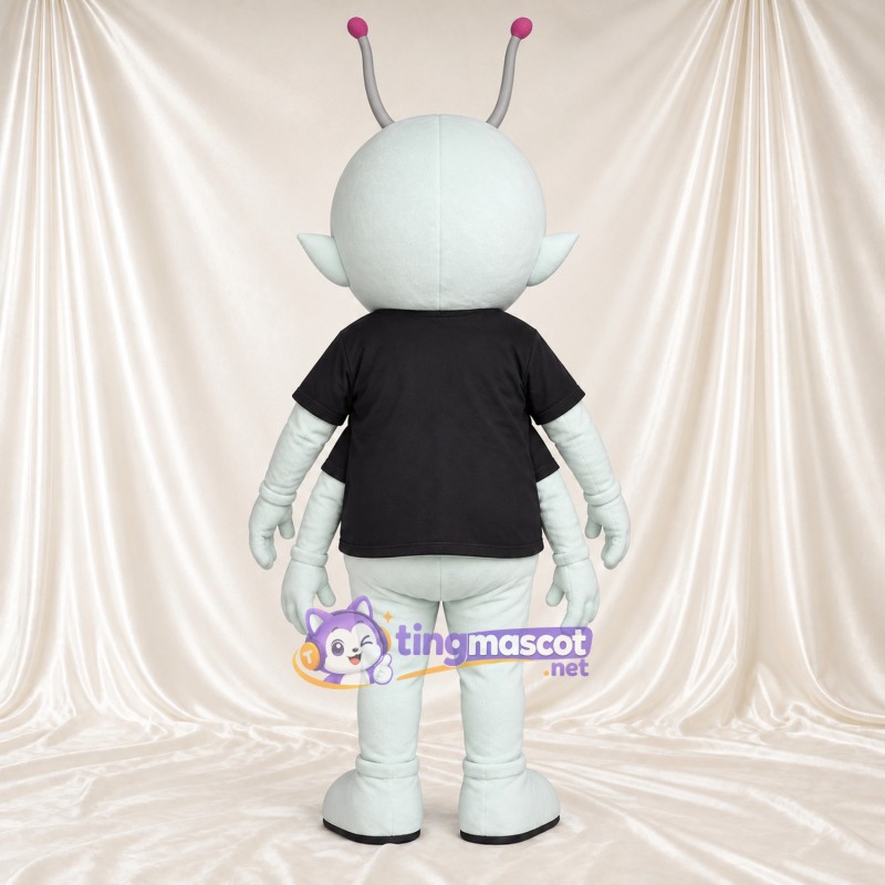 Costume de mascotte Extraterrestre – blanc – Chemise (noir); Antennes Costume de mascotte Extraterrestre – blanc – Chemise (noir); Antennes