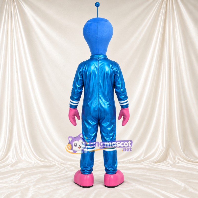 Blue Alien Mascot Costume - Pink Gloves and Boots Blue Alien Mascot Costume - Pink Gloves and Boots