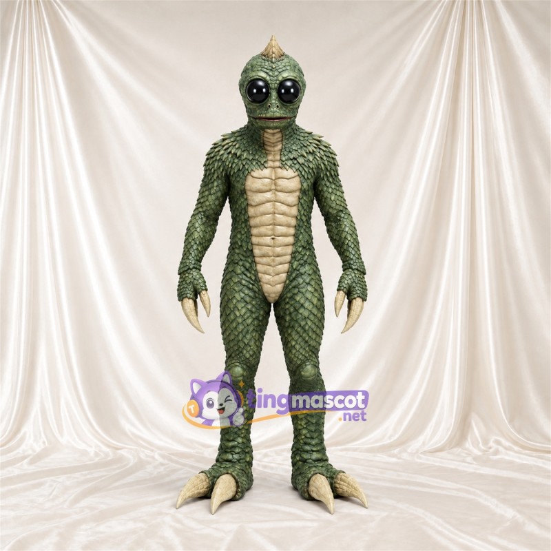 Maskottchenkostüm Reptilien-Alien – grün – Bauch (creme) Maskottchenkostüm Reptilien-Alien – grün – Bauch (creme)