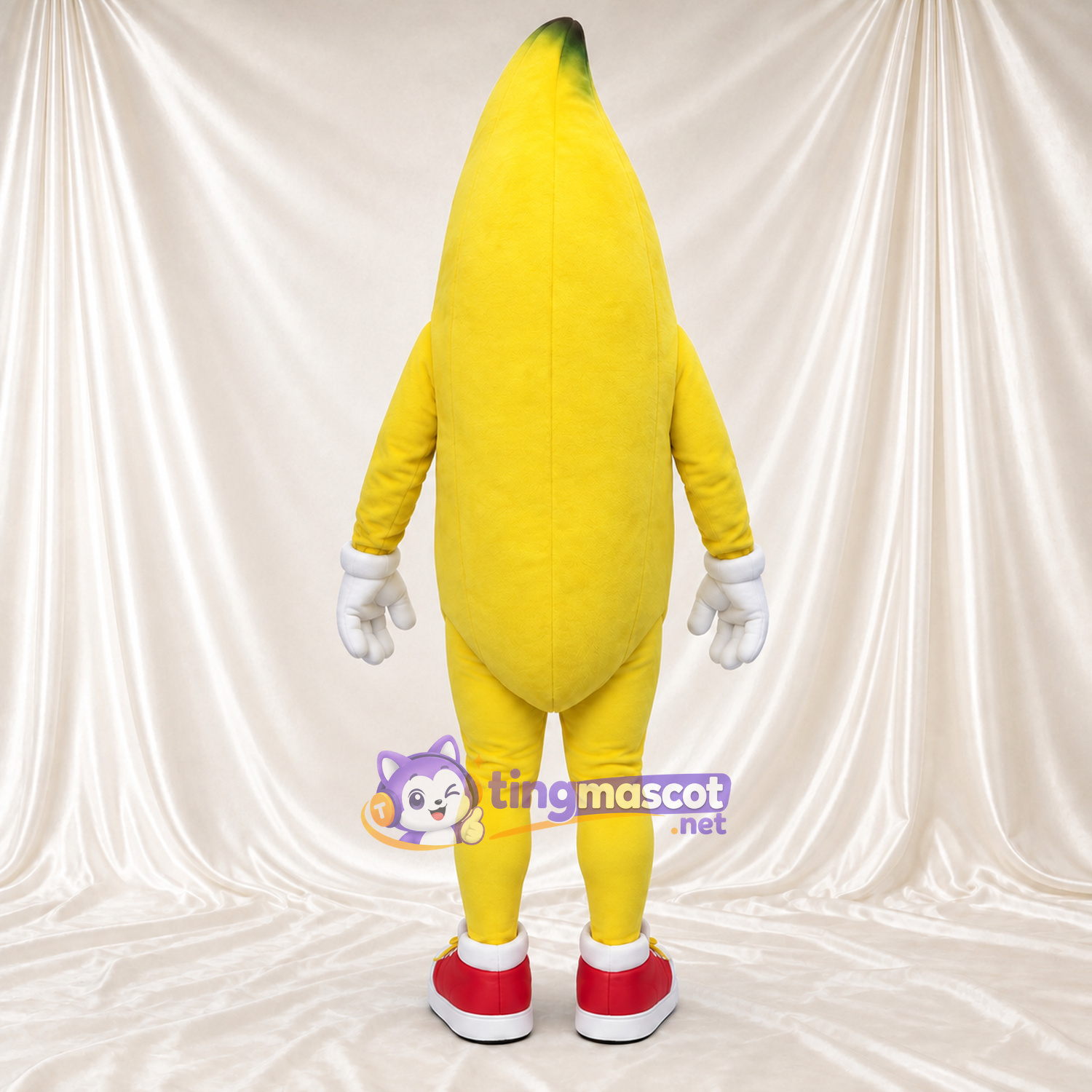 Yellow Banana Mascot Costume - Pink Cheeks and Red Sneakers Yellow Banana Mascot Costume - Pink Cheeks and Red Sneakers