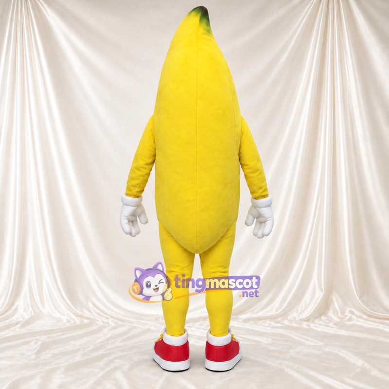 Yellow Banana Mascot Costume - Pink Cheeks and Red Sneakers Yellow Banana Mascot Costume - Pink Cheeks and Red Sneakers