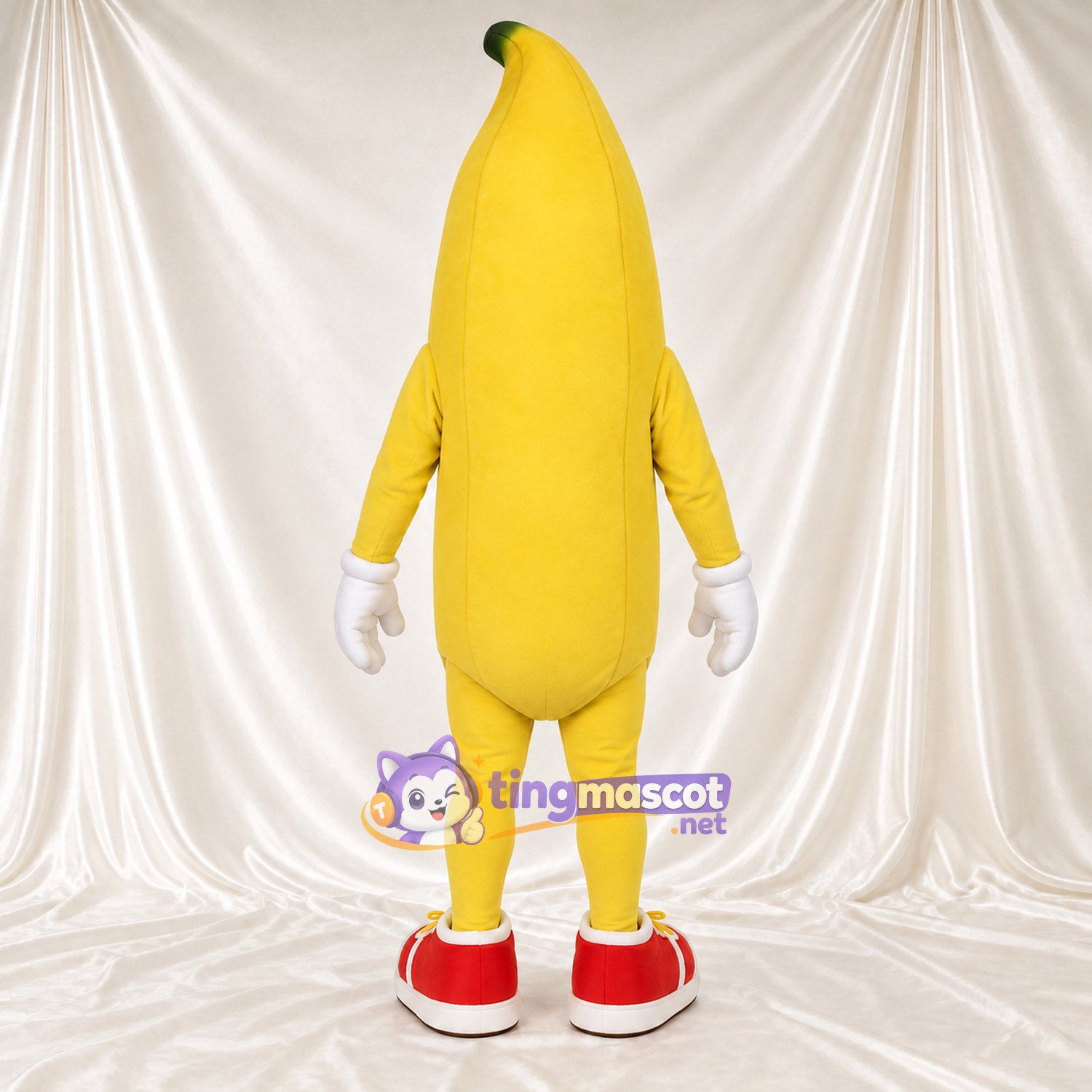 Maskottchenkostüm Banane – gelb – Handschuhe (weiß); Sneaker (rot) Maskottchenkostüm Banane – gelb – Handschuhe (weiß); Sneaker (rot)