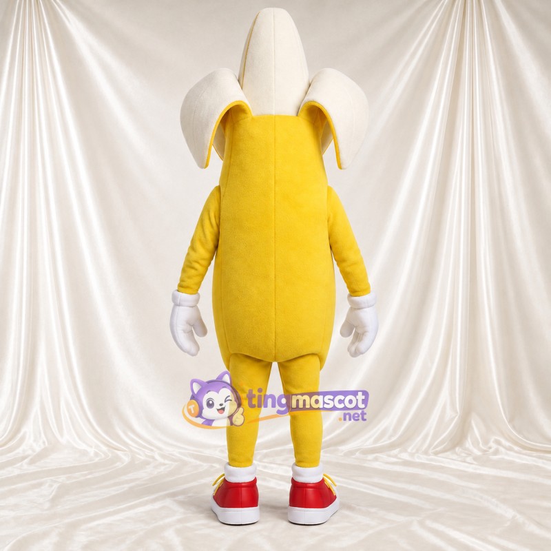 Yellow Banana Mascot Costume - Peeled Top and Red Sneakers Yellow Banana Mascot Costume - Peeled Top and Red Sneakers
