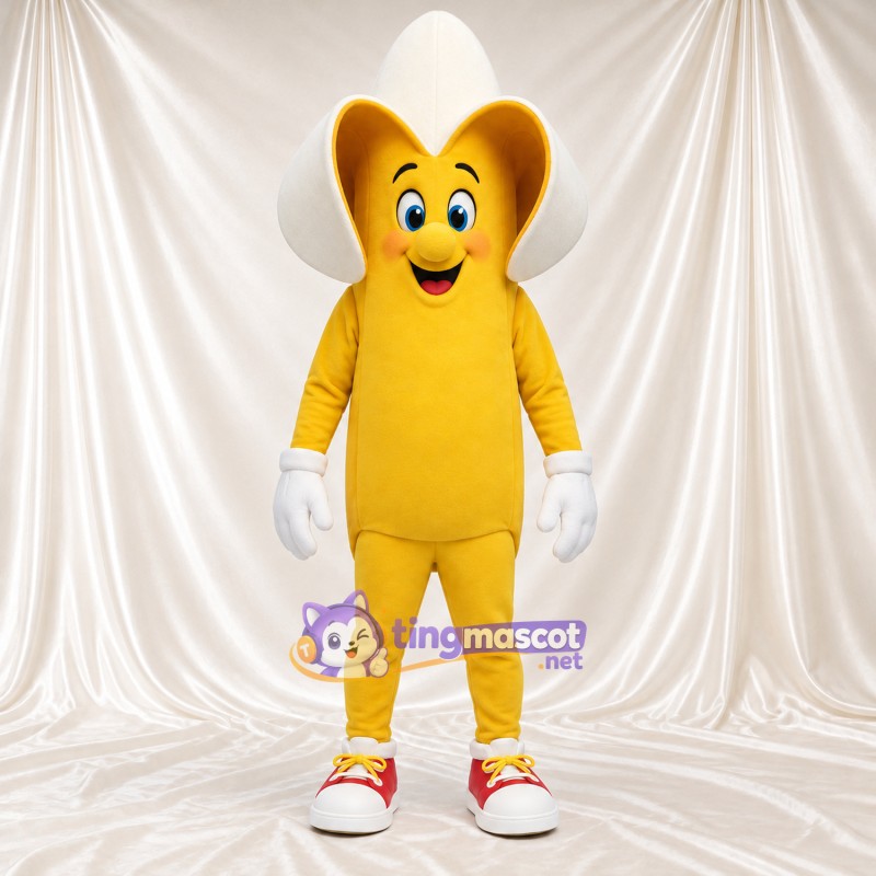 Maskottchenkostüm Banane – gelb – Handschuhe (weiß); Oberteil Maskottchenkostüm Banane – gelb – Handschuhe (weiß); Oberteil