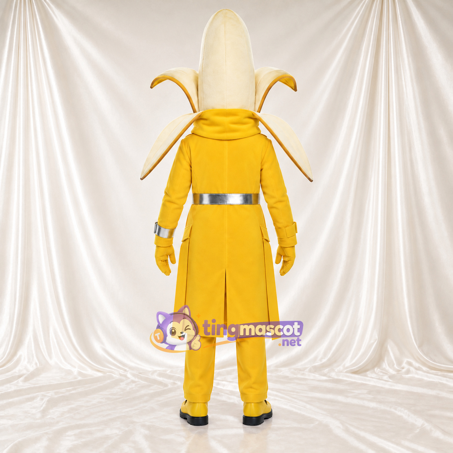 Maskottchenkostüm Banane – gelb – Mantel (gelb); Brille Maskottchenkostüm Banane – gelb – Mantel (gelb); Brille