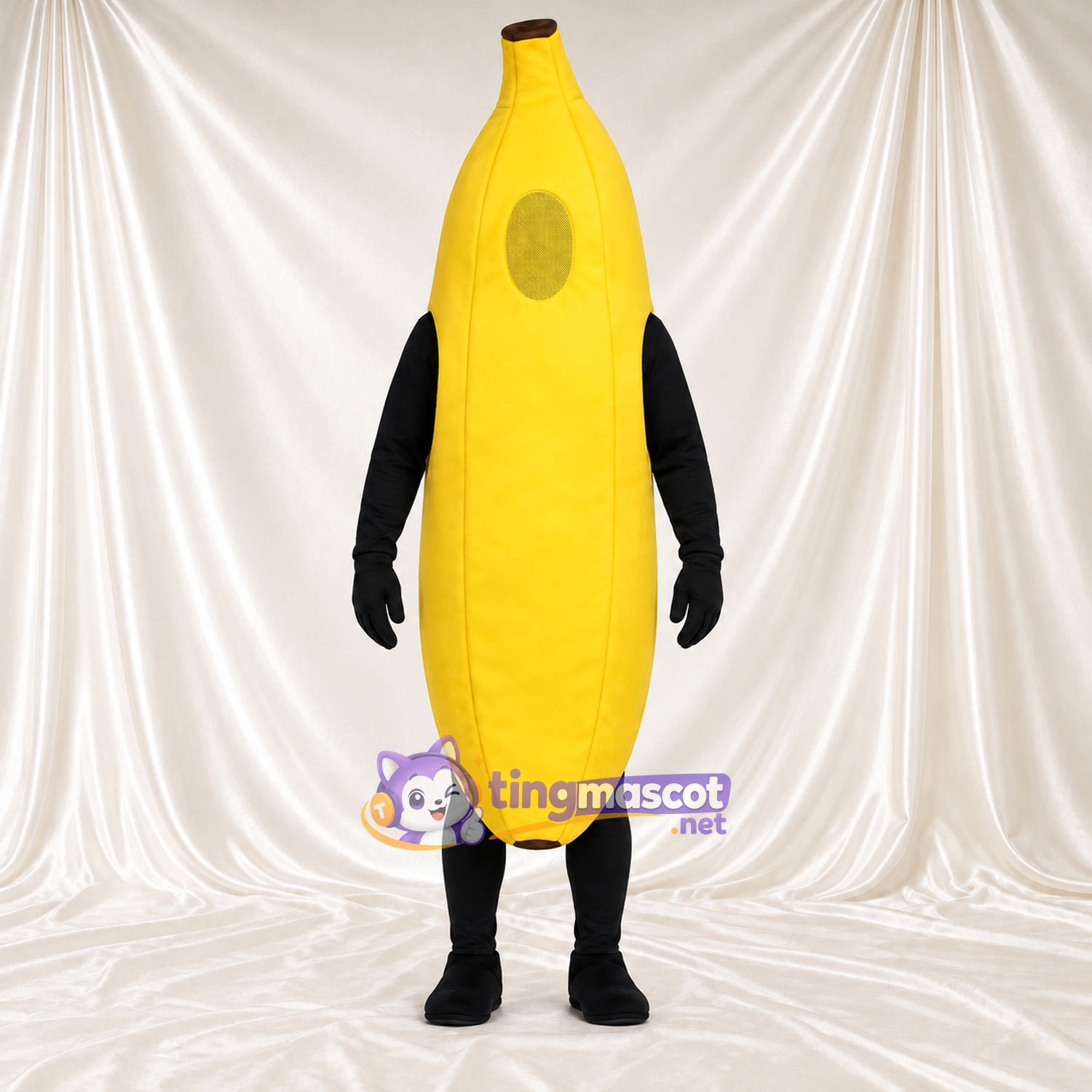 Maskottchenkostüm Banane – gelb – Handschuhe (schwarz); Beine (schwarz) Maskottchenkostüm Banane – gelb – Handschuhe (schwarz); Beine (schwarz)