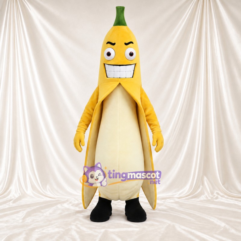Yellow Banana Mascot Costume - Black Feet and Peeled Top Yellow Banana Mascot Costume - Black Feet and Peeled Top