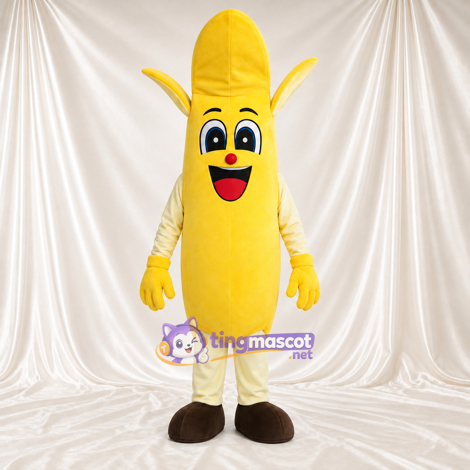 Yellow Banana Mascot Costume - Brown Feet and Cream Legs Yellow Banana Mascot Costume - Brown Feet and Cream Legs