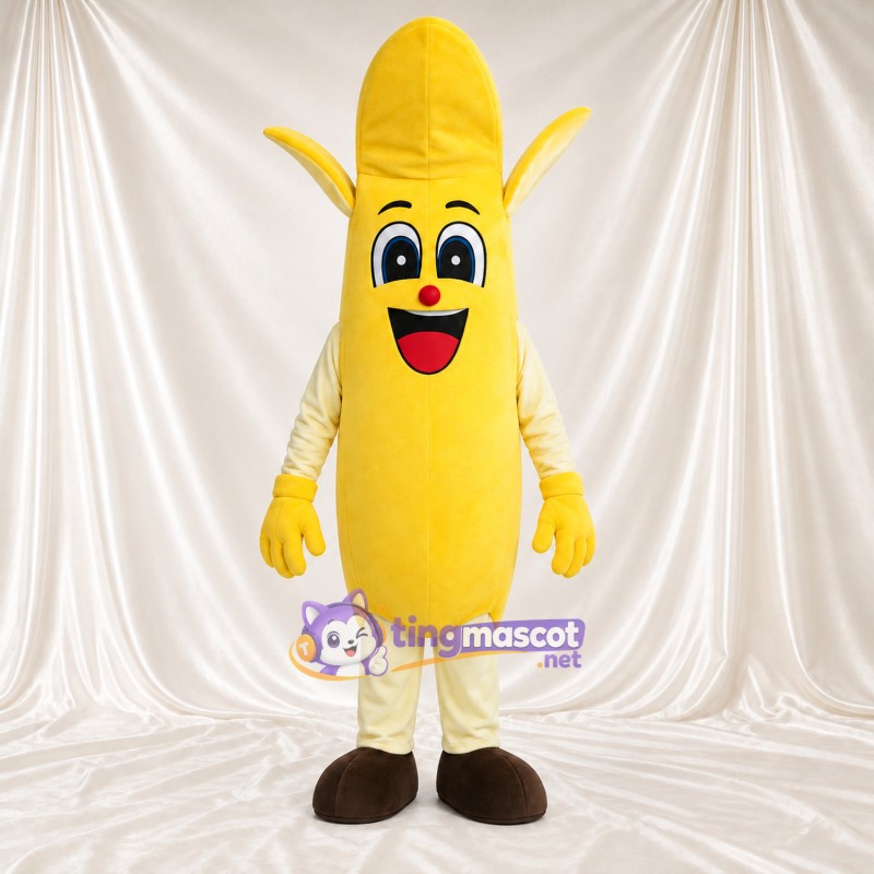 Yellow Banana Mascot Costume - Brown Feet and Cream Legs Yellow Banana Mascot Costume - Brown Feet and Cream Legs