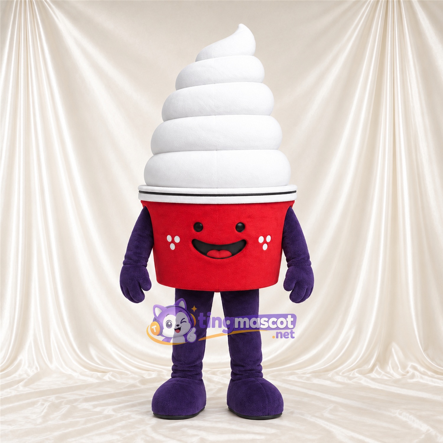 Maskottchenkostüm Eiscreme – weiß – Beine (violett) Maskottchenkostüm Eiscreme – weiß – Beine (violett)