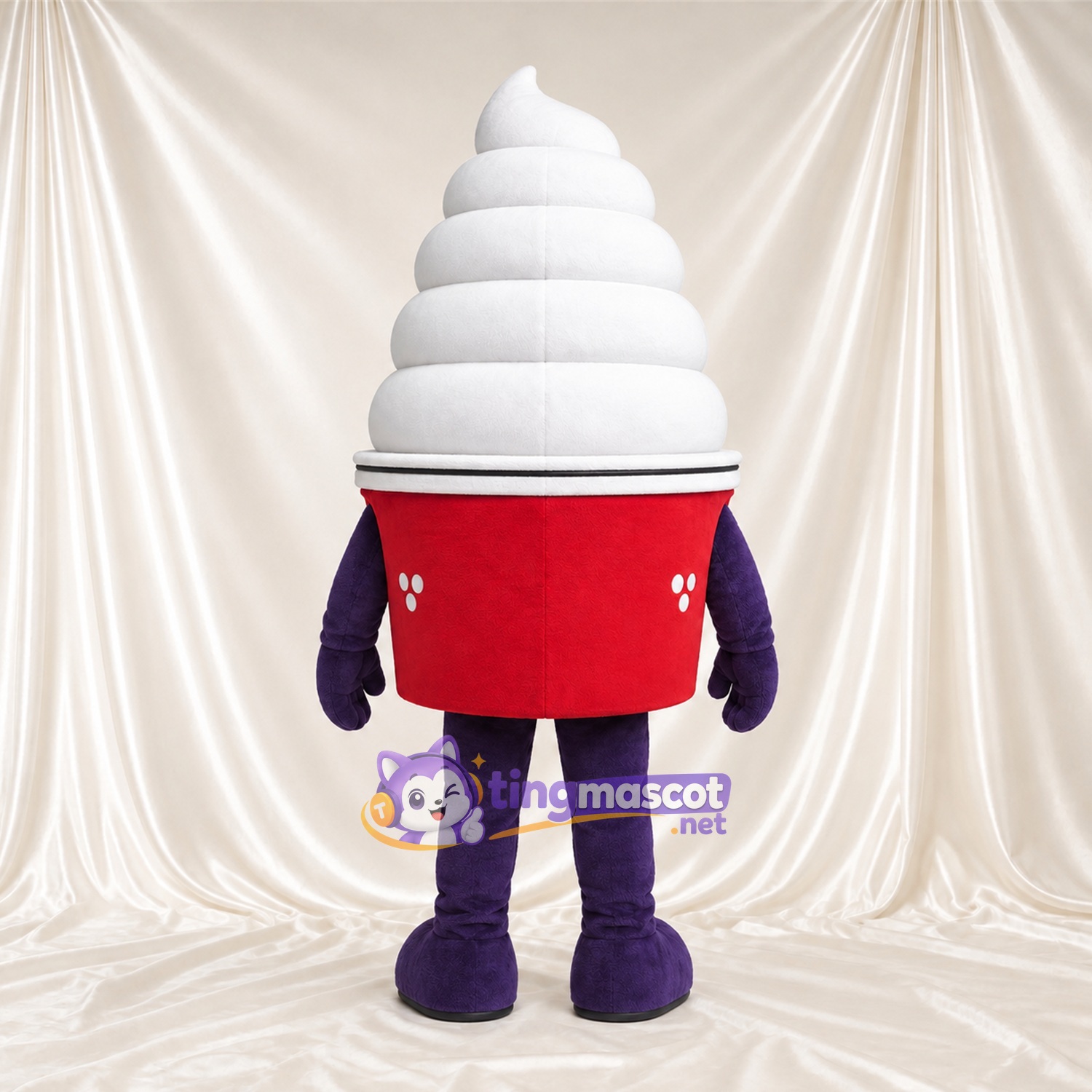 Maskottchenkostüm Eiscreme – weiß – Beine (violett) Maskottchenkostüm Eiscreme – weiß – Beine (violett)